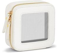 FDEETY Pequeño Neceser de Viaje Transparente Mini Estuche de Maquillaje para Bolso de Cosméticos de Aseo Cuero PU Impermeable Multifunctional Organizador Blanco