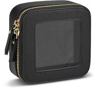 FDEETY Pequeño Neceser de Viaje Transparente Mini Estuche de Maquillaje para Bolso de Cosméticos de Aseo Cuero PU Impermeable Multifunctional Organizador Negro