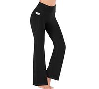 FDEETY Pantalones de Yoga con Corte de Bota, Pantalones Acampanados de Entrenamiento elásticos de Cintura Alta, Pantalones atléticos con Bolsillos para Control de Barriga (L)