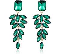 FDEETY Pendientes Colgantes Hoja Cristal Brillante Elegantes Joyas Mujer Accesorios Lujo Decorativos Novia