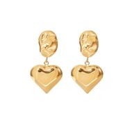 FDEETY Pendientes Corazón Doble Colgantes Brillantes Metálicos Elegantes Joyería Mujer Accesorios Estilo Minimalista