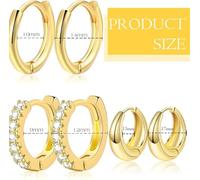 Fdeety Pendientes De Aro Con Circonitas Juego De 3 Pares Pendientes De Oro De 14k Hipoalergénicos Pendientes Para Mujer Joyería Elegante Y Delicada