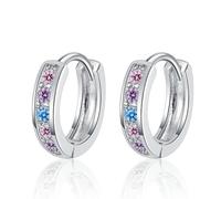 Fdeety Pendientes De Aro Dorados Con Cristales Multicolor Para Mujer Juego De 2 Pendientes De Aro Pequeños De Aleación De Zinc Chapados En Oro Accesorios Elegantes Y Brillantes Para Mujer