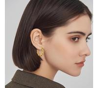 Fdeety Pendientes De Aro Trenzados De Oro Para Mujer Elegantes Pendientes De Aro De Acero Inoxidable Joyería Moderna Para Mujer Accesorios De Moda