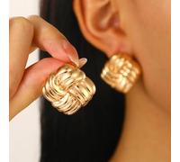FDEETY Pendientes de aro trenzados de plata esterlina 925 diseño elegante y moderno joyería femenina accesorios de moda para mujeres pendientes hipoalergénicos de alta calidad
