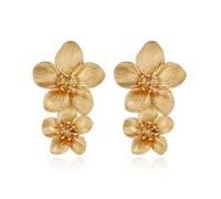 FDEETY Pendientes de Bohemios Dobles Pendientes de Gota Colgantes de Flores Hipoalergénicos para Mujeres y Niñas (Oro)