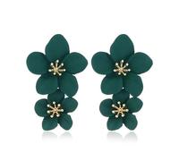 FDEETY Pendientes de Bohemios Dobles Pendientes de Gota Colgantes de Flores Hipoalergénicos para Mujeres y Niñas (Verde)