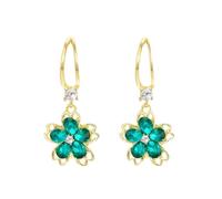 Fdeety Pendientes De Flor Verde Con Cristales Brillantes Pendientes Colgantes De Mujer Joyería Elegante Para Orejas Accesorios De Moda Para Eventos Especiales