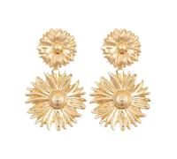 Fdeety Pendientes De Flores Grandes De Moda Para Mujer Pendientes Colgantes De Aleación Dorada Joyería Elegante Para Fiestas Bodas Y Eventos Especiales