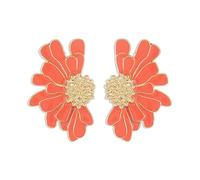FDEETY Pendientes de Margarita Vintage Colgante Exagerada Flor Pendientes Elegante Gota Statement Florales Pendientes para Mujer Niña (Naranja)
