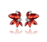 FDEETY Pendientes para Mujer Forma de Marquesa Flor de Cristal Pendientes Cristal Nupcial de Boda Fiesta Pendientes Bisutería (Rojo)