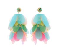 Fdeety Pendientes De Pétalos Multicolores Con Cuentas Joyería De Moda Accesorios Para Mujer Pendientes Colgantes Con Diseño Floral Bisutería Elegante Y Llamativa