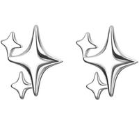 FDEETY Pendientes para Mujer S925 Estrella Pequenos Chapado Plata Oro Hipoalergénicos Versátiles para Uso Diario Fiestas Cenas Regalo de Cumpleaños para Mujer Niña(Plata)