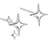FDEETY Pendientes para Mujer S925 Estrella Pequenos Chapado Plata Oro Hipoalergénicos Versátiles para Uso Diario Fiestas Cenas Regalo de Cumpleaños para Mujer Niña(Plata A)