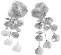 FDEETY Pendientes Mujer Pendientes Dorados Pendientes Colgantes Pendientes Borla Ginkgo Biloba Piezas de Bisutería Hipoalergénico(Plata)