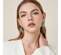 FDEETY Pendientes Flor Cristal Esmeralda Colgantes Brillantes Aros Dorados Joyería Elegante Mujer Adorno Orejas Decoración Femenina