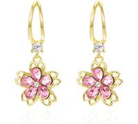 FDEETY Pendientes Flor Cristal Esmeralda Colgantes Brillantes Aros Dorados Joyería Elegante Mujer Adorno Orejas Decoración Femenina