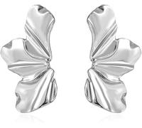 FDEETY Pendientes Forma Hoja Ondulada Metálicos Brillantes Aretes Elegantes Joyería Femenina