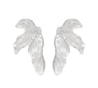 FDEETY Pendientes Forma Hoja Texturada Estilo Ala Joyería Elegante Acabado Metálico Brillante Adorno Femenino