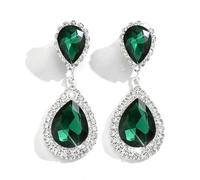 FDEETY Pendientes Lágrima Cristal Brillante Colgantes Elegantes Joyas Mujer Accesorios Boda Fiesta Noche Ceremonia