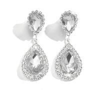 FDEETY Pendientes Lágrima Cristal Brillante Colgantes Elegantes Joyas Mujer Accesorios Boda Fiesta Noche Ceremonia