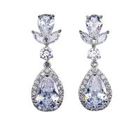FDEETY Pendientes Lágrima Cristal Brillante Colgantes Elegantes Joyería Nupcial Mujer Accesorios Ceremonia