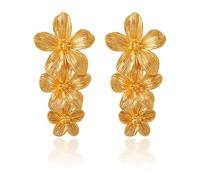 FDEETY Pendientes Largos Florales Cascada Triple Colgantes Elegantes Joyería Mujer Accesorios Decorativos