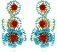 FDEETY Pendientes Largos Forma Floral Multicapa Estilo Bohemio Artesanales Adornos Mujer Elegantes Joyas Decorativas