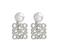 FDEETY Pendientes Mujer 18K Pendientes de Perlas con Corte Geométrico Pendientes Antialergicos Pendientes Colgantes Adecuado para llevar a Diario Fiesta(Plata)