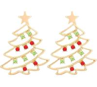 FDEETY Pendientes Mujer Árbol de Navidad Dorados con Cristales Joyería Festiva para Celebraciones Singularu(Verde)
