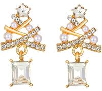 FDEETY Pendientes Mujer Plata Árbol de Navidad con Cristales Rojos y Verdes Regalos Originales para Mujer Elegante Joyería para Fiestas(SET B)