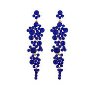 FDEETY Pendientes para Mujer Cristal Cluster Largo Colgante Araña Luces Pendientes Rhinestones Dangle Pierced Lágrima Racimo de Flor Boda Fiesta Nupcial Prom(Azul)