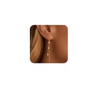 FDEETY Pendientes para Mujer Elegante Largos de Flecos en Latón14K con Zircón Declaración Joyería Regalar Ideales para Fiestas Bodas y Ocasiones Especiales(Plata)