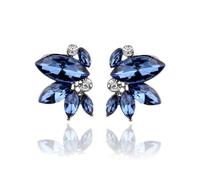 FDEETY Pendientes para Mujer Forma de Marquesa Flor de Cristal Nupcial de Boda Fiesta Bisutería (Azul)