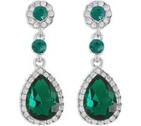 FDEETY Pendientes para Mujer Lágrima Pendientes Colgantes Largos Piercing Aretes con Zirconia Cristales Multicolor Hipoalergénicos Circonita Cúbica Boda Banquete Nupcial Prom(Verde)