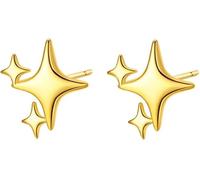FDEETY Pendientes para Mujer S925 Estrella Pequenos Chapado Plata Oro Hipoalergénicos Versátiles para Uso Diario Fiestas Cenas Regalo de Cumpleaños para Mujer Niña(Oro)