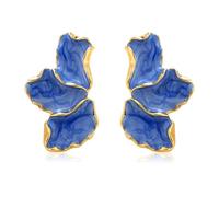 FDEETY Pendientes Pétalos Esmaltados Elegantes Bordes Dorados Joyería Femenina Diseño Floral Accesorios Estilo Minimalista