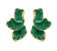FDEETY Pendientes Pétalos Esmaltados Elegantes Bordes Dorados Joyería Femenina Diseño Floral Accesorios Estilo Minimalista