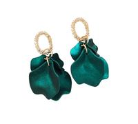 FDEETY Pendientes Pétalos Texturizados Ovalados Dorados Elegantes Colgantes Brillantes Artesanales Mujer Joyería Accesorios