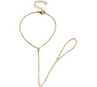 FDEETY Pulseras de Mujer Cadena Mano Pulsera de Perlas y Strass Esclavo Vintage Pulsera De Cadena De Anillo Boho Pulsera Joyería Para Mujeres Y Niñas
