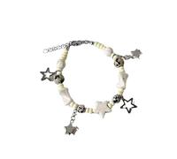 FDEETY Pulsera Celestial Turquesa Colgantes Estrellas Plateadas Ajustable Cadena Extensión Charm Bohemio Natural Piedra