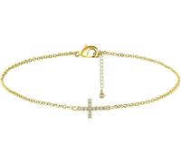 FDEETY Pulsera Cruz Horizontal Cristales Brillantes Cadena Delicada Ajustable Joya Elegante Mujer