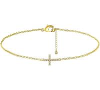 FDEETY Pulsera Cruz Horizontal Cristales Brillantes Cadena Delicada Ajustable Joya Elegante Mujer