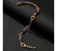 FDEETY Pulsera de Mujer con Cristales Azules y Corazones Dorados Joyería Elegante para Ocasiones Especiales Pulsera Pandora Inspirada en Tendencias Modernas