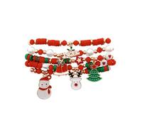 FDEETY Pulsera de Navidad para Mujer Pulseras Apilables con Dijes Festivos Joyas de Navidad Conjunto Colores Multicapa Elástico Papá Noel Colgante Ideales para Celebraciones Regalos