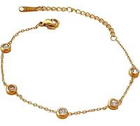 FDEETY Pulsera de Oro para Mujer con Cristales Swarovski Joyería de Moda Elegante para Todas las Ocasiones Pulsera Ajustable de Acero Inoxidable Regalo Ideal para Mujeres