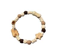FDEETY Pulsera Elástica Infantil Osito Estrella Hueso Cuentas Cerámica Piedra Natural Joyería Artesanal Brazalete Decorativo Niños