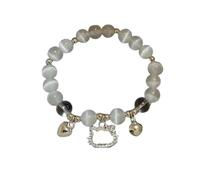 FDEETY Pulsera Elástica Ojo Gato Cristal Natural Colgante Gatito Brillante Piedras Semipreciosas Joyería Mujer Elegante