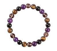 FDEETY Pulsera Elástica Piedras Naturales Multicolor Cuentas Redondas Brillantes Brazalete Ajustable Mujer