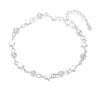 FDEETY Pulsera Elegante Estrellas Plateadas Cuentas Brillantes Cadena Ajustable Joyería Femenina Accesorios Muñeca